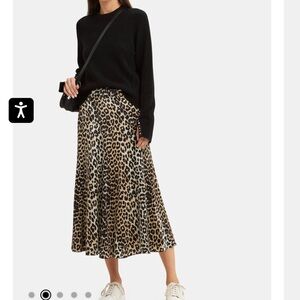 GANNI Silk Leopard Animal Print Skirt size S/M 4 DK36